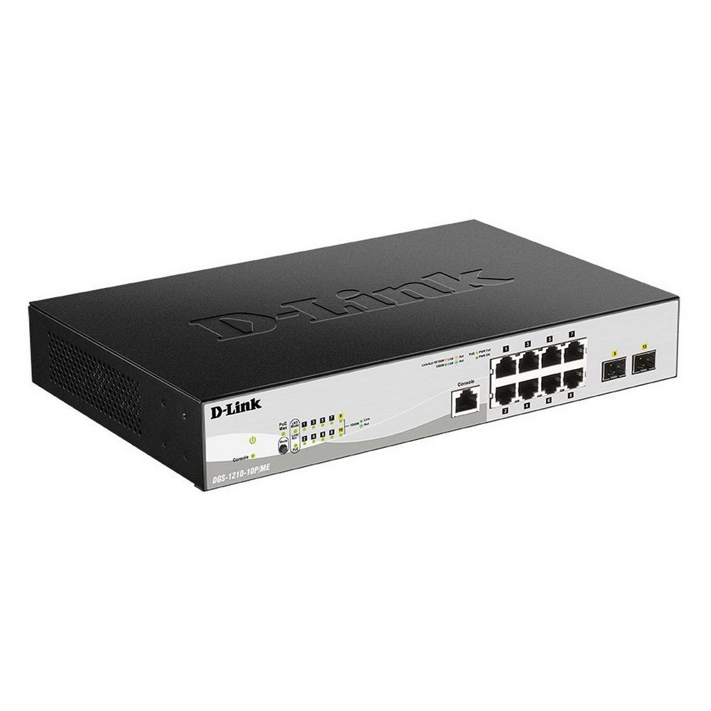Коммутатор D-Link DGS-1210-10P/ME/B1A, L2 Managed Switch with 8 10/100/1000Base-T ports and 2 1000Base-X SFP - фото 1 - id-p212548822