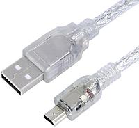 Greenconnect Кабель PROF 1.0m USB 2.0, AM/mini 5P, прозрачный, 28/24 AWG, экран, армированный, морозостойкий,