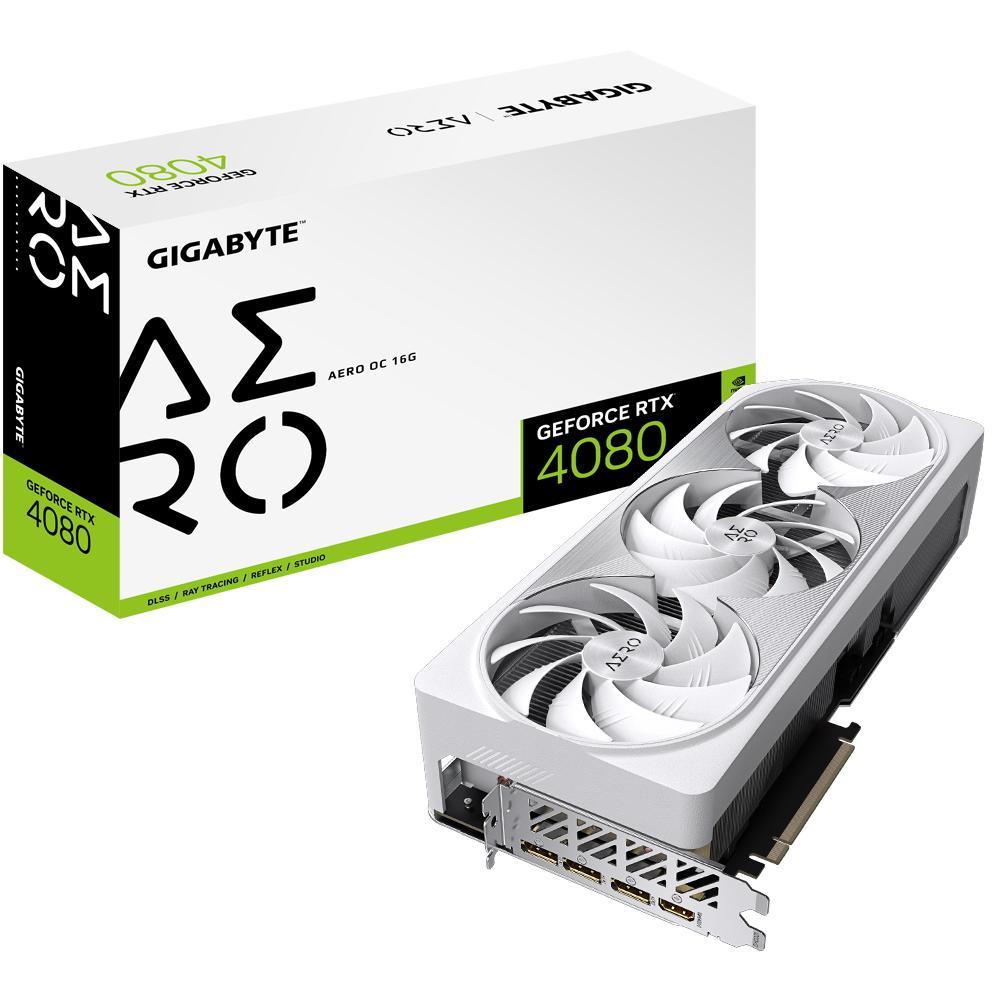 Видеокарта Gigabyte PCI-E 4.0 GV-N4080AERO OC-16GD NVIDIA GeForce RTX 4080 16384Mb 256 GDDR6X 2535/22400 - фото 1 - id-p214169852