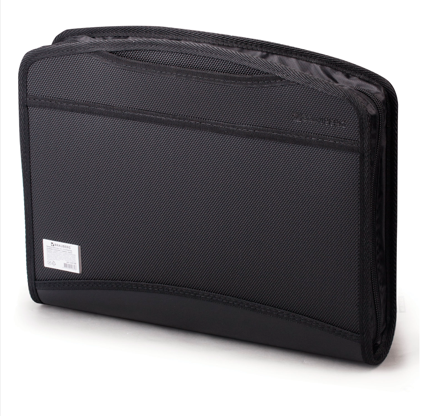 Папка-портфель пластиковая BRAUBERG А4+ (355х290х60 мм), выдвижные ручки, 9 отделений, 1 карман, черная - фото 3 - id-p220189403