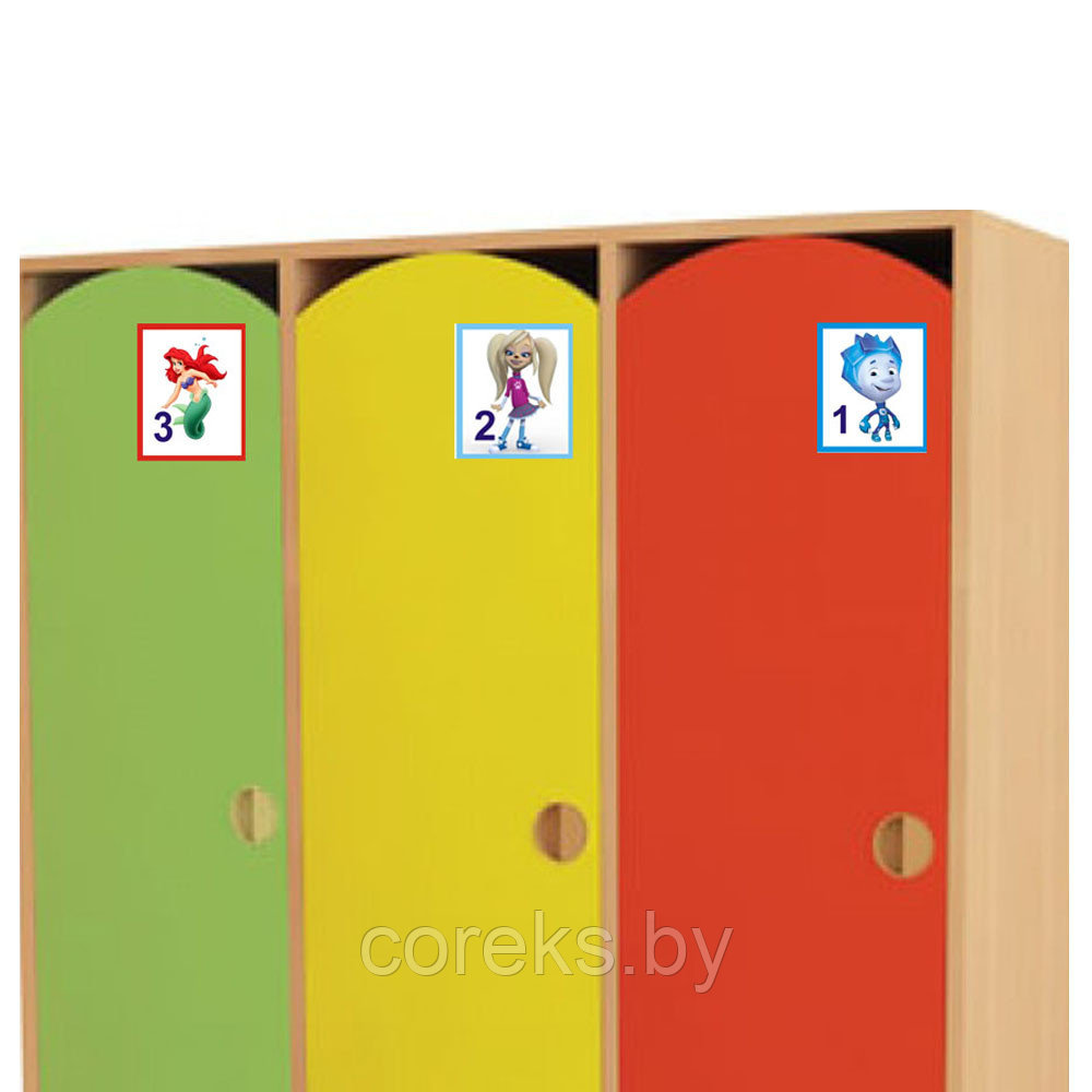 Наклейки на шкафчики в детском саду "Любимые герои" (размер 6*4 см) - фото 1 - id-p220189470