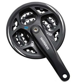 Система Shimano Altus FC-M311, 170 мм, 48/38/28T, с защитой, квадрат, черная