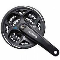 Система шатунов Shimano Altus FC-M311, 175 мм, 48/38/28T, с защитой, квадрат, черная