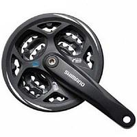 Система Shimano Altus FC-M311, 175 мм, под квадрат, 48/38/28T, квадрат, черная