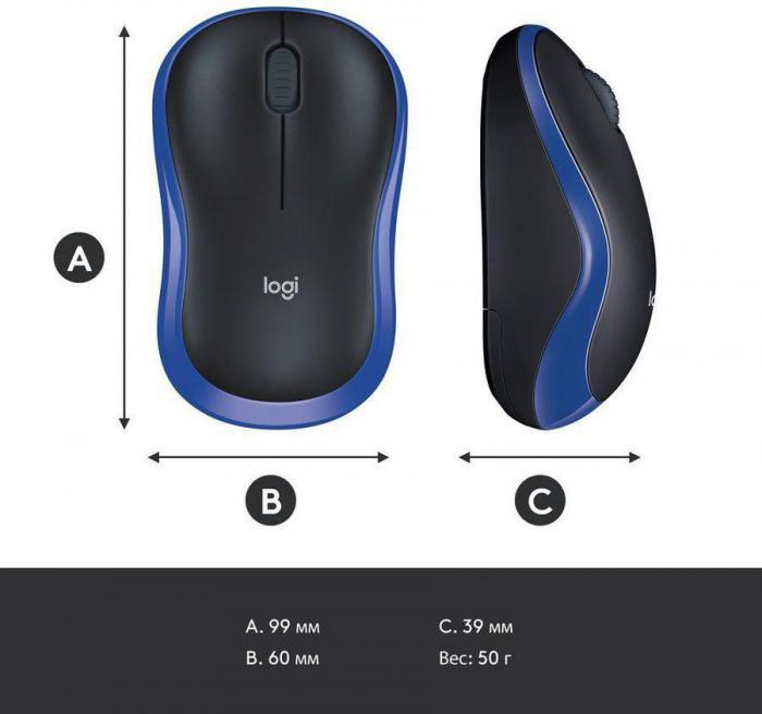 Мышь Logitech M185, оптическая, беспроводная, USB, черный и синий [910-002632] - фото 8 - id-p220107530