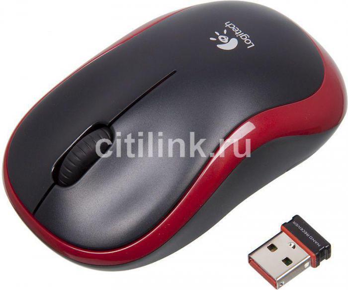 Мышь Logitech M185, оптическая, беспроводная, USB, черный и красный [910-002633] - фото 2 - id-p220107531