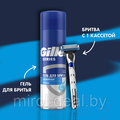 Набор для бритья Gillette Станок M3 Turbo + Гель для бритья масло какао - фото 4 - id-p220192765