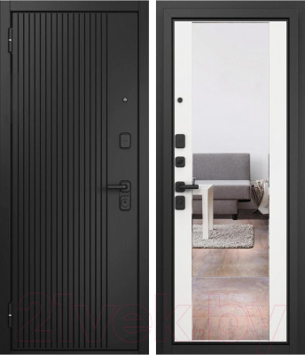 Входная дверь Mastino T1 Trust Eco PP черный муар металлик/черный матовый/белый софт - фото 1 - id-p220192010
