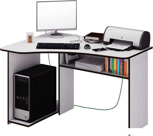 Компьютерный стол MFMaster Триан-1 (левый, белый) - фото 1 - id-p220023688