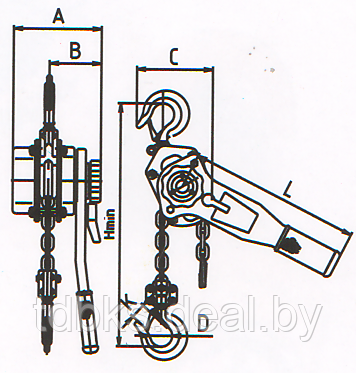 Таль (3т х 6м) ручная рычажная цепная BKS HSH-A 616 Стандарт - фото 2 - id-p220195066