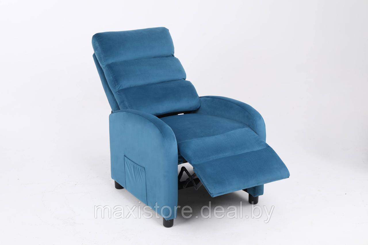 Кресло вибромассажное CALVIANO, модель 2164, синий велюр - фото 4 - id-p220195609