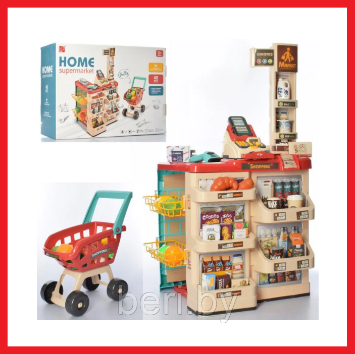 668-79 Игровой набор "Супермаркет с тележкой", свет, звук, 48 предметов, магазин - фото 2 - id-p220195912