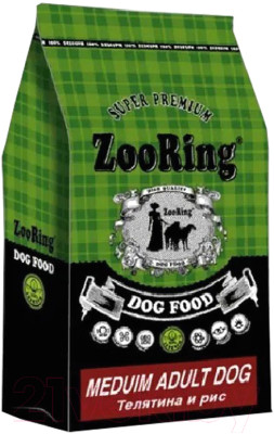 Сухой корм для собак ZooRing Medium Adult Dog Телятина и рис 819583 - фото 1 - id-p220196869