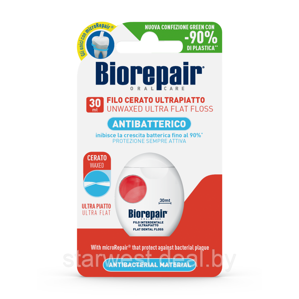 Biorepair Filo Non Cerato Ultrapiatto 30 м Зубная нить / нитка невощеная ультра-плоская - фото 2 - id-p220197546