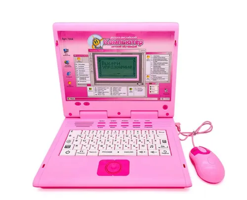 Детский обучающий ноутбук русско-английский 35 функций (розовый) - фото 1 - id-p220197678