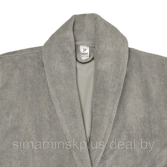 Халат махровый из чесаного хлопка серого цвета Essential, размер размер L - фото 7 - id-p220199023