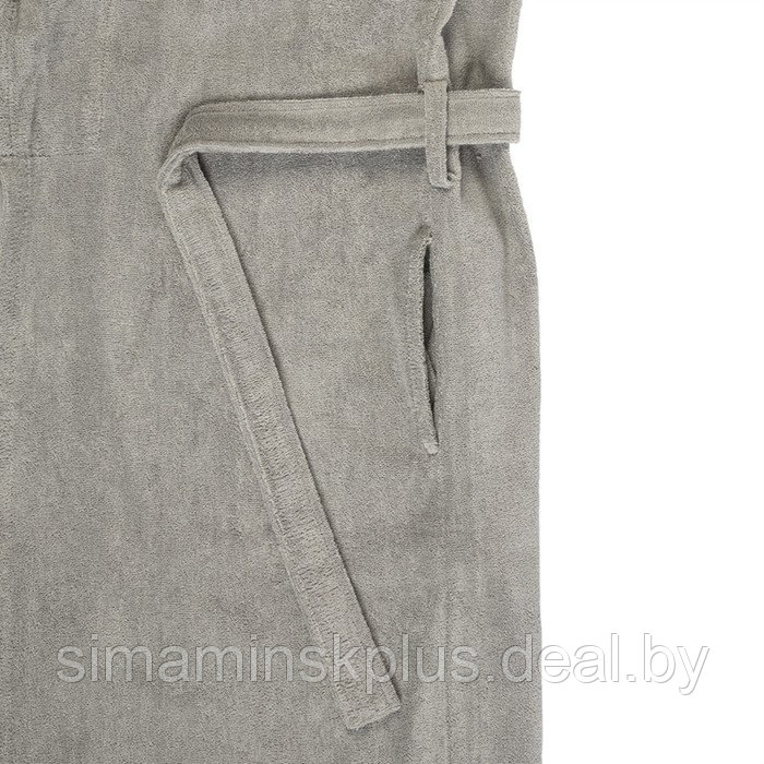 Халат махровый из чесаного хлопка серого цвета Essential, размер размер M - фото 6 - id-p220199024