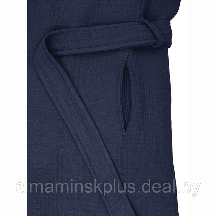 Халат из многослойного муслина темно-синего цвета Essential, размер L - фото 9 - id-p220199032