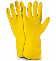 Перчатки латексные хозяйственные р-р  XL с хлопковым напылением желтые