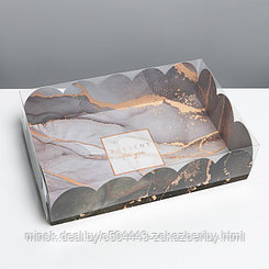 Коробка для кондитерских изделий с PVC крышкой «Мрамор», 20 × 30 × 8 см