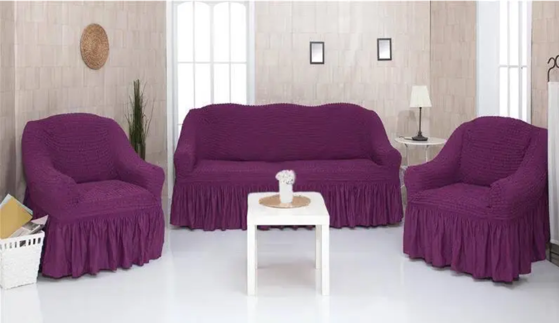 Чехлы на диван и 2 кресла.Супер-цена!Баклажан - фото 2 - id-p220205302