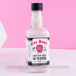 Соль для ванны во факоне виски GRL BOSS, аромат нежная роза, 300 г