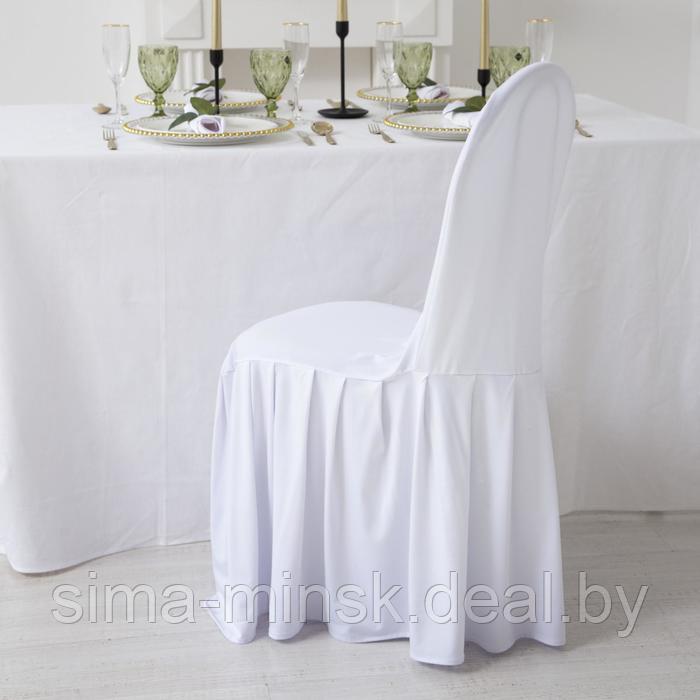 Чехол на стул с оборкой, цв.белый, 90*40*40 см, 100% п/э - фото 1 - id-p220209901