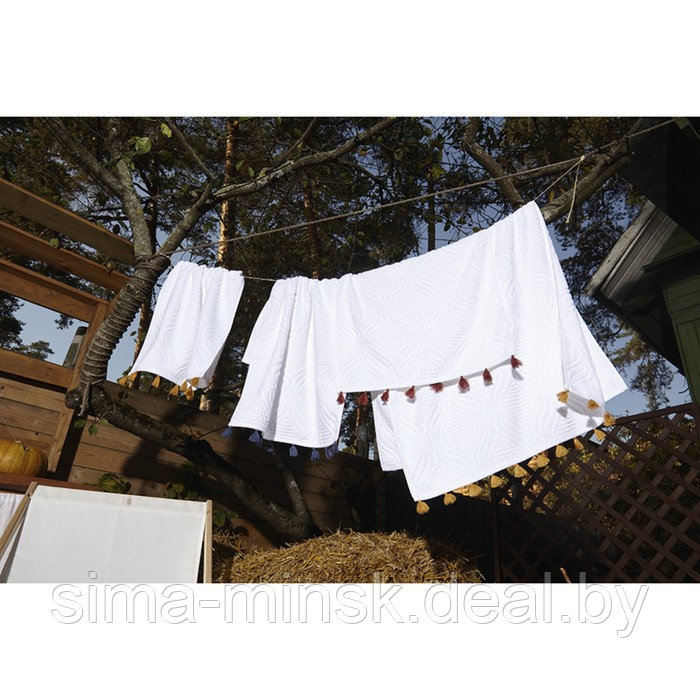 Полотенце для рук белое, с кисточками цвета карри Essential, размер 50х90 см - фото 3 - id-p220209960