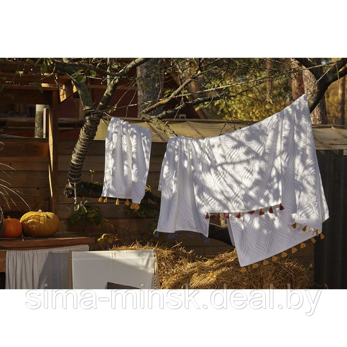 Полотенце для рук белое, с кисточками цвета карри Essential, размер 50х90 см - фото 10 - id-p220209960