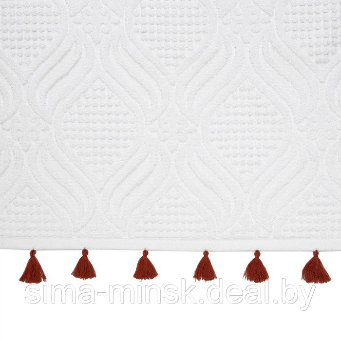Полотенце для рук белое, с кисточками цвета красной глины Essential, размер 50х90 см - фото 5 - id-p220209961