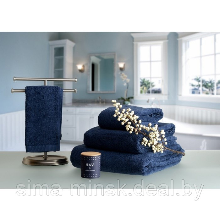 Полотенце банное темно-синего цвета Essential, размер 70х140 см - фото 4 - id-p220209979