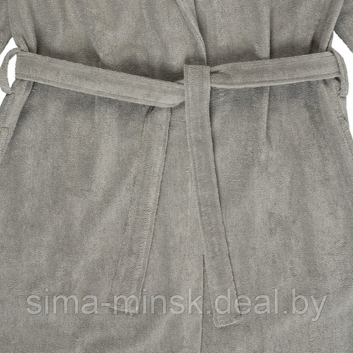 Халат махровый из чесаного хлопка серого цвета Essential, размер размер M - фото 5 - id-p220209924