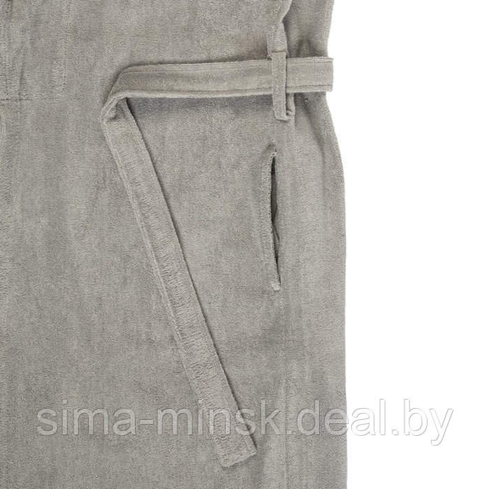 Халат махровый из чесаного хлопка серого цвета Essential, размер размер M - фото 6 - id-p220209924