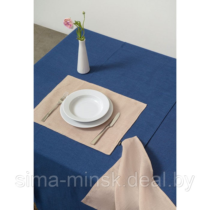 Скатерть из стираного льна синего цвета Essential, размер 150х250 см - фото 5 - id-p220210030