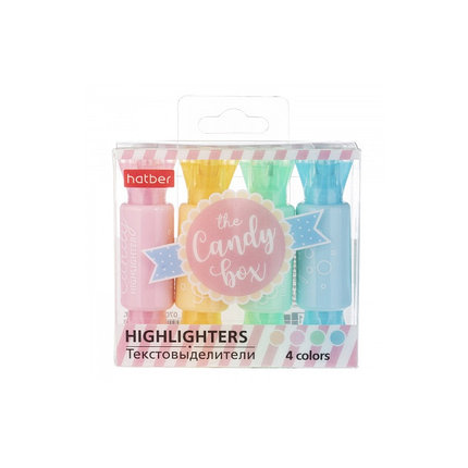 Набор текстовыделителей Hatber Candy Pastel Двухсторонний, 4 шт., фото 2