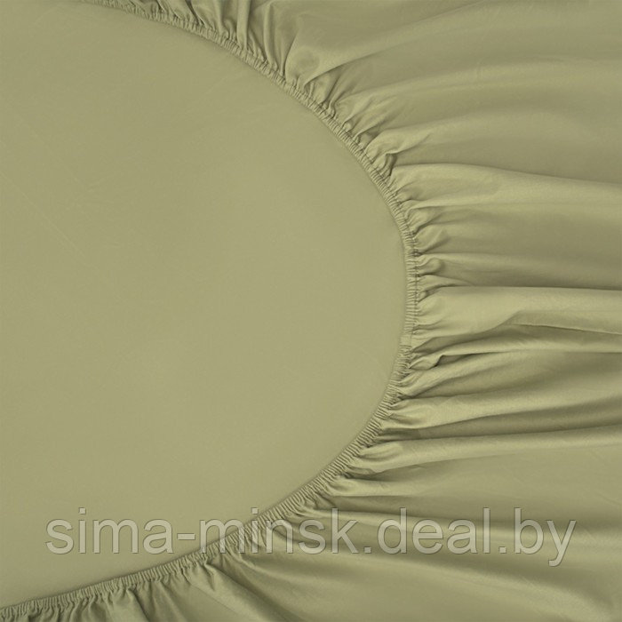 Простыня на резинке из сатина цвета шалфея Essential, размер 180х200х30 см - фото 3 - id-p220210235