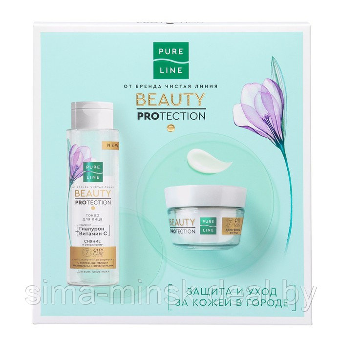 Подарочный набор Чистая Линия Beauty Protection: тонер, 110 мл + крем-флюид для лица, 45 мл - фото 3 - id-p220210310