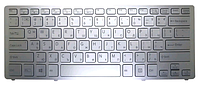 Клавиатура для ноутбука Sony SVF14N, серебристая, с подсветкой, с рамкой, RU