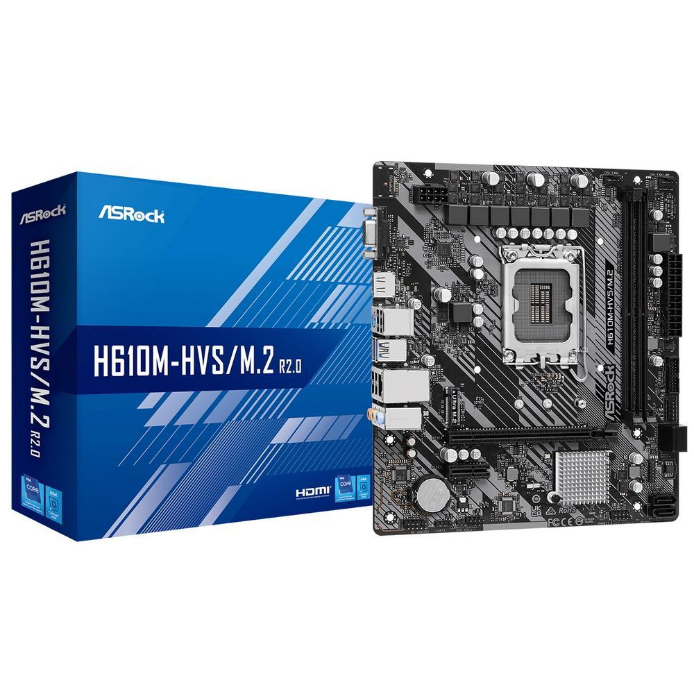 Материнская плата ASRock H610M-HVS/M.2 R2.0 (RTL) LGA1700 H610 PCI-E Dsub+HDMI GbLAN SATA MicroATX 2DDR4