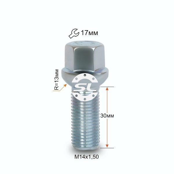 Болт крепления колеса М14x1,5x30 сфера ключ 17 VW, Audi, Mercedes - фото 1 - id-p220219670