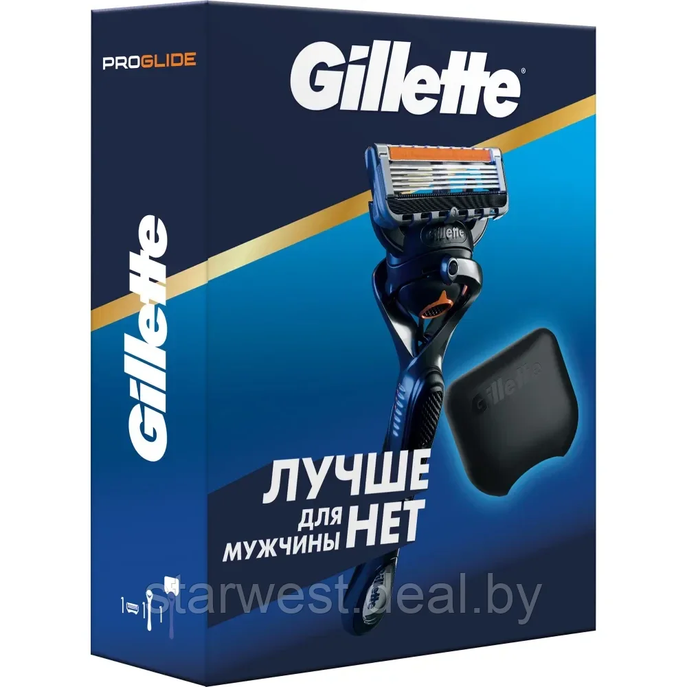 Gillette Подарочный набор мужской: Fusion Proglide Станок / бритва с 1 сменной кассетой + Чехол / футляр - фото 2 - id-p220220195