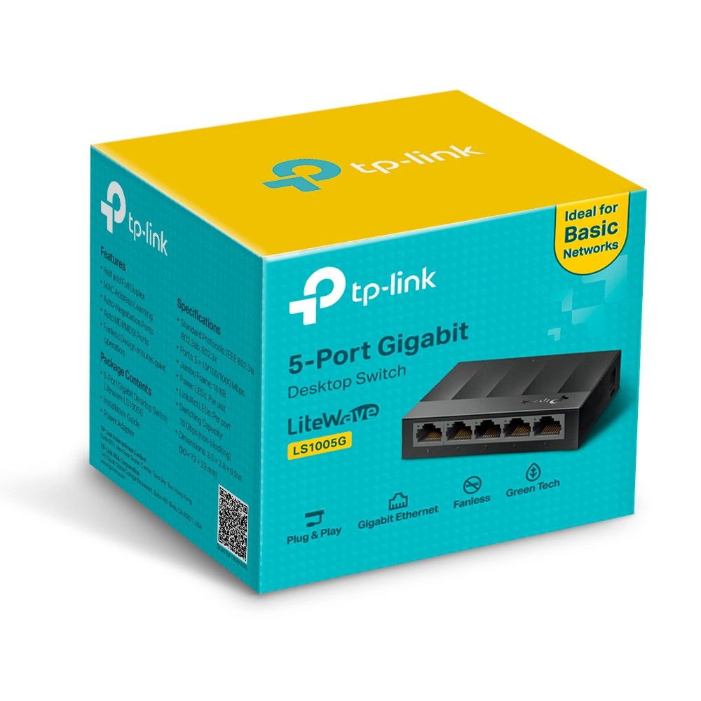 Сетевой коммутатор (свитч) TP-LINK LS-1005G 5 портов, Ethernet 10/100/1000/1000 Мбит/сек - фото 4 - id-p219072332