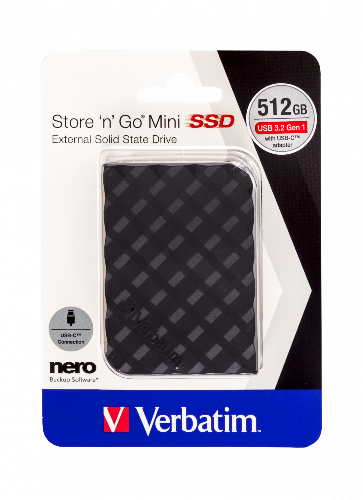 USB3.2 Внешний SSD 2,5" 512GB Verbatim Store n Go, Mini USB, Gen1 черный, 53236 - фото 3 - id-p219501206