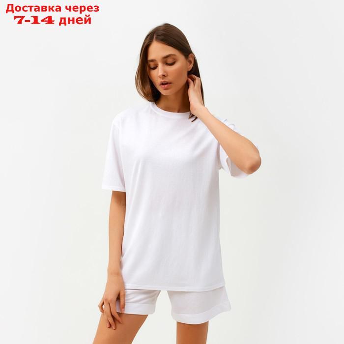Костюм женский (футболка, шорты) MINAKU: Casual collection цвет белый, р-р 50
