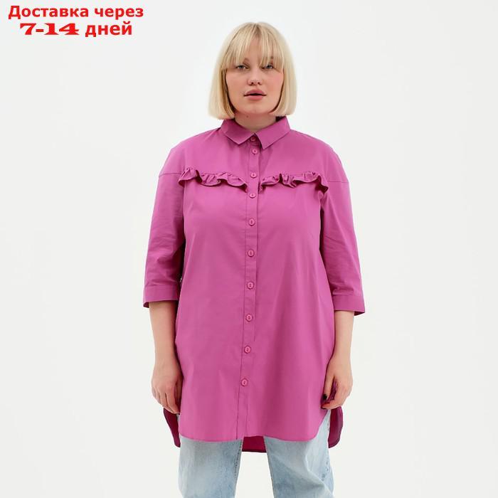Туника женская с воланом MIST plus-size, размер 56, цвет розовый - фото 1 - id-p220214270