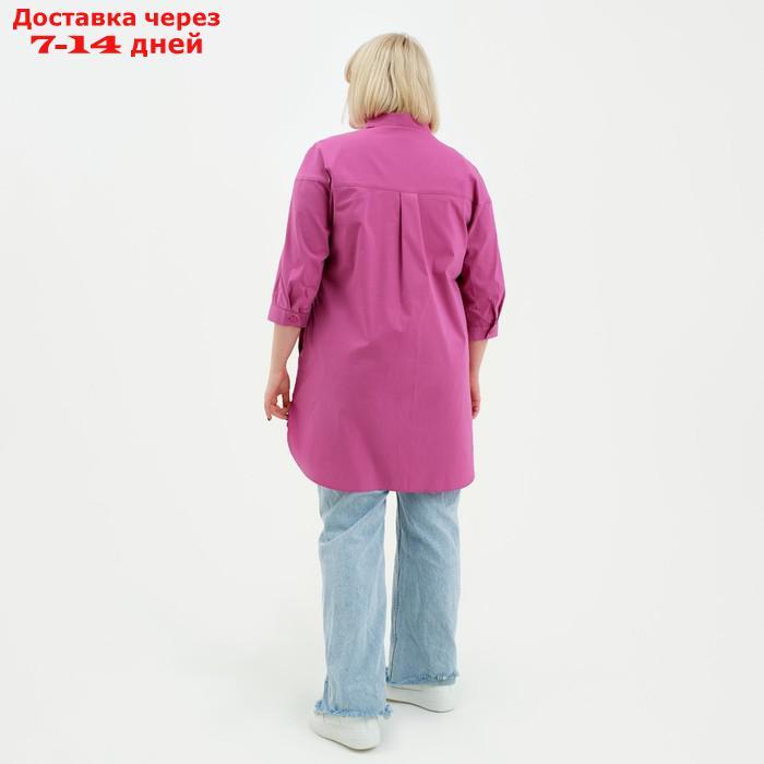 Туника женская с воланом MIST plus-size, размер 50, цвет розовый - фото 3 - id-p220214278
