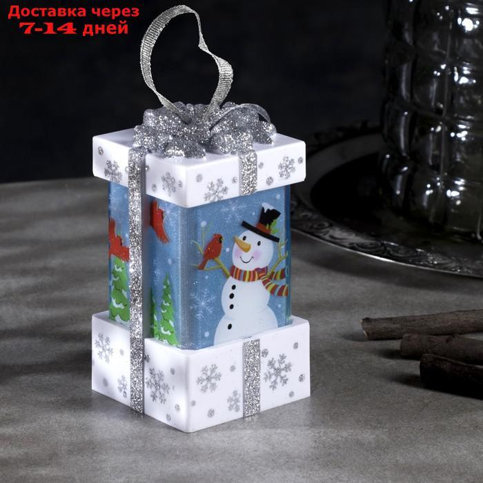 Фигура световая "Подарок белый, Снеговик", 11.5x6.3 см, от бат. 3xAAA(не в компл.), Т/БЕЛЫЙ 759970 - фото 2 - id-p220214299