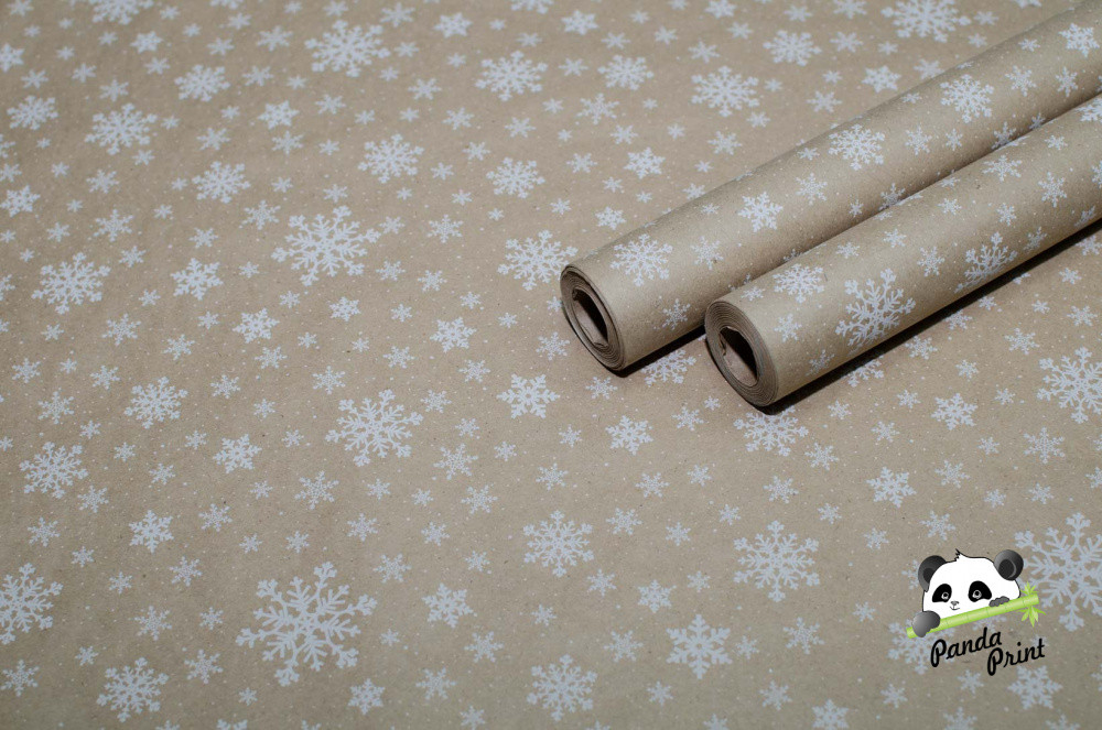 Упаковочная бумага Снежинки белые (700 мм), фото 1
