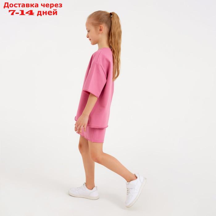 Костюм детский (футболка, шорты) MINAKU: Casual Collection цвет пудровый, рост 140 - фото 3 - id-p220213552