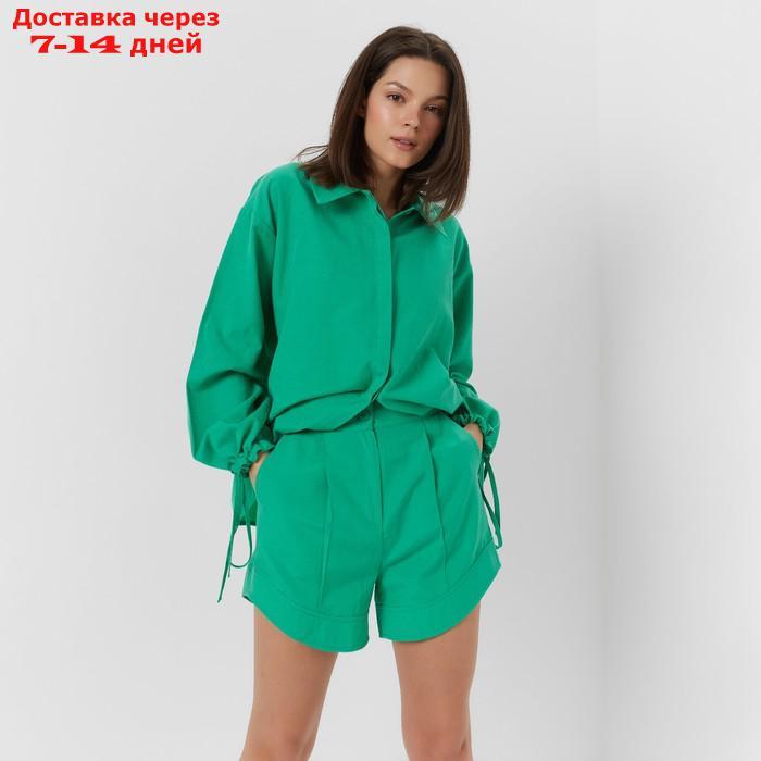 Комплект женский (блузка, шорты) MINAKU: Casual Collection, цвет зелёный, размер 42 - фото 7 - id-p220214647